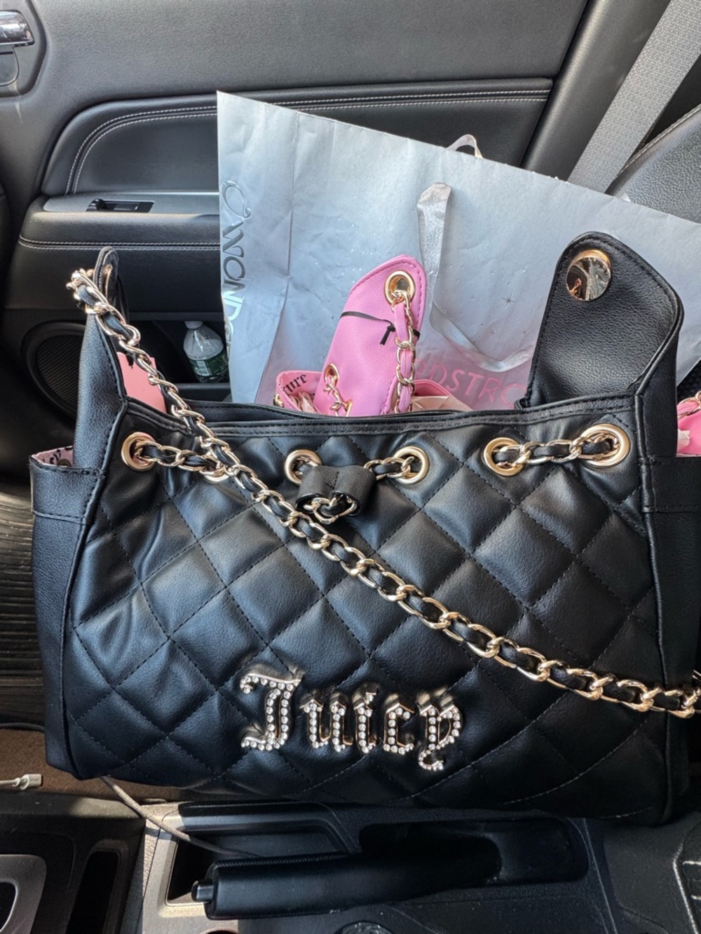 Juicy Couture Black Quilted Chain-Accent Shoulder Bag